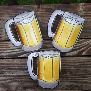 (3) Clay Art Ceramic Beer Mug Condiment Dishes or Bowls - Set Of 3